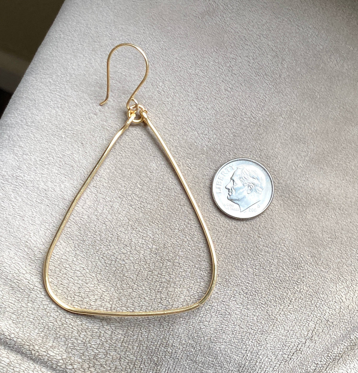 Hoop Triangle Earrings Handmade: Gold or Silver