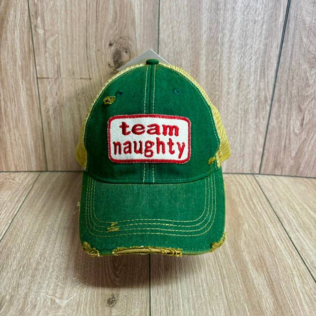 Team Naughty Distressed Trucker Hat