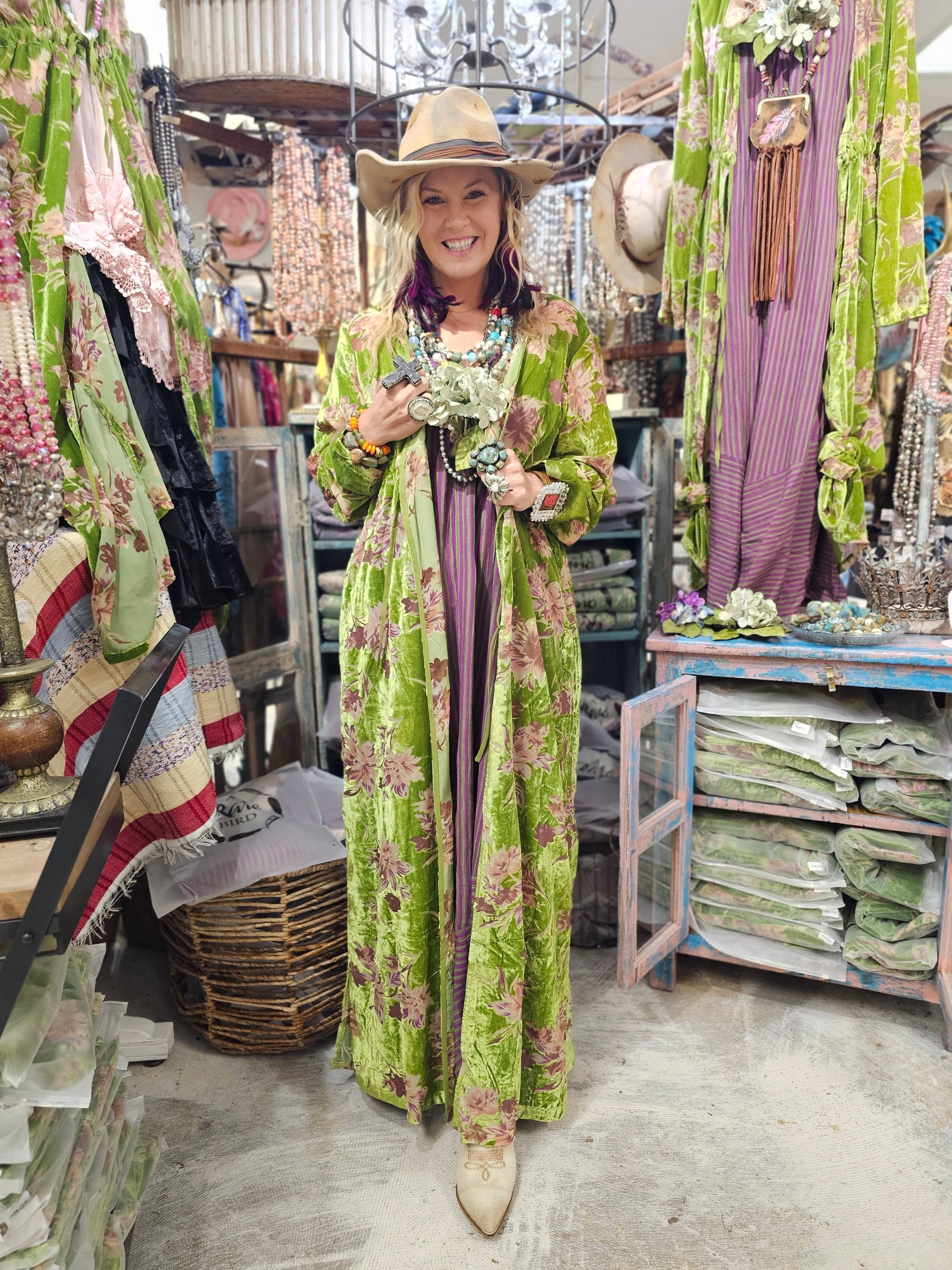 Velvet Elegant Burnout Duster