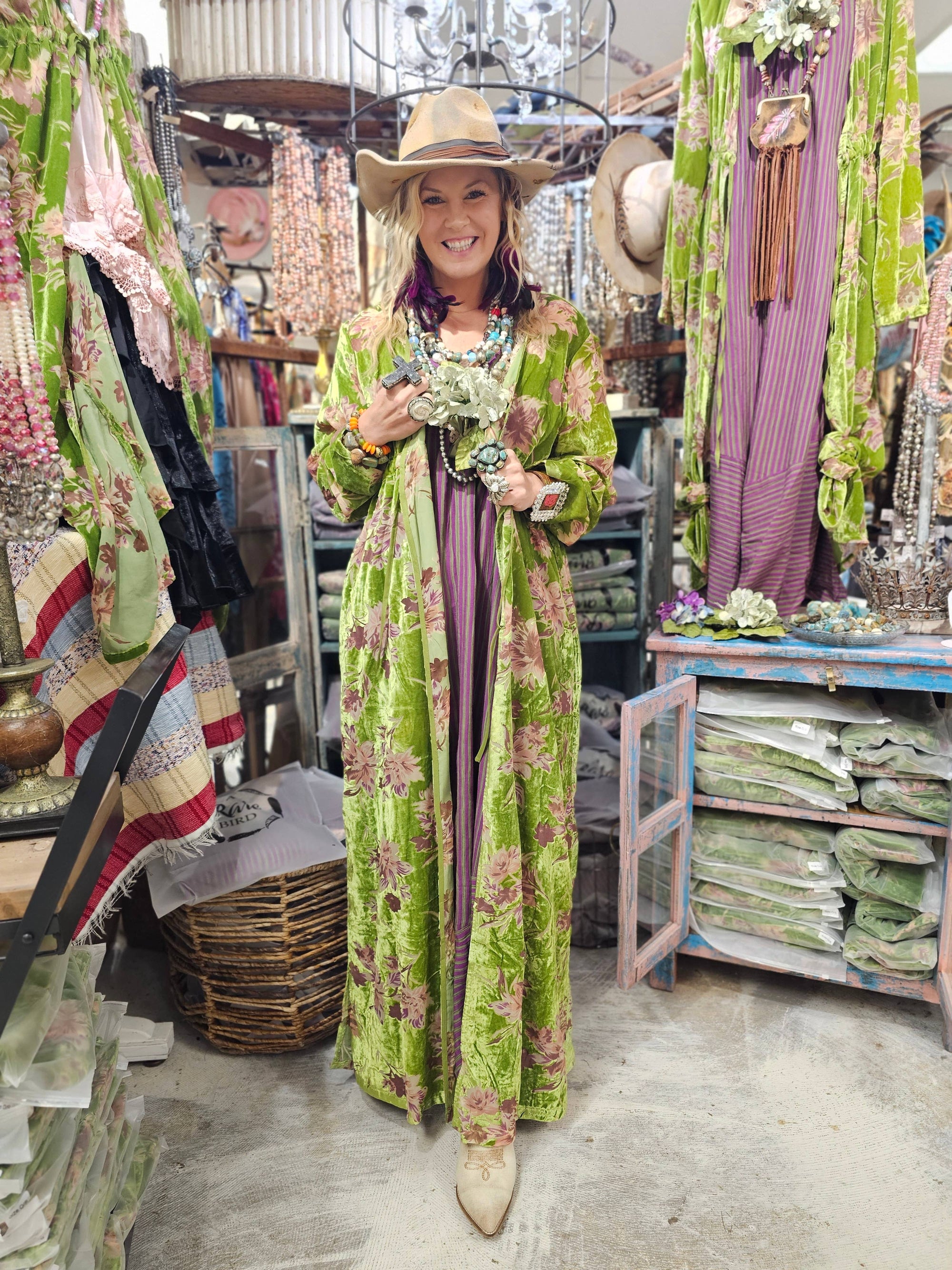 Velvet Elegant Burnout Duster