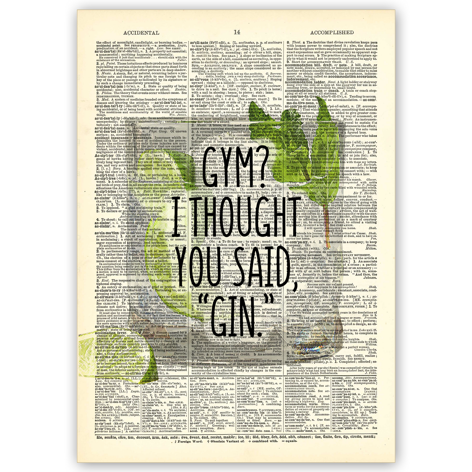 Art Print Dictionary Page | Vintage | Gym?