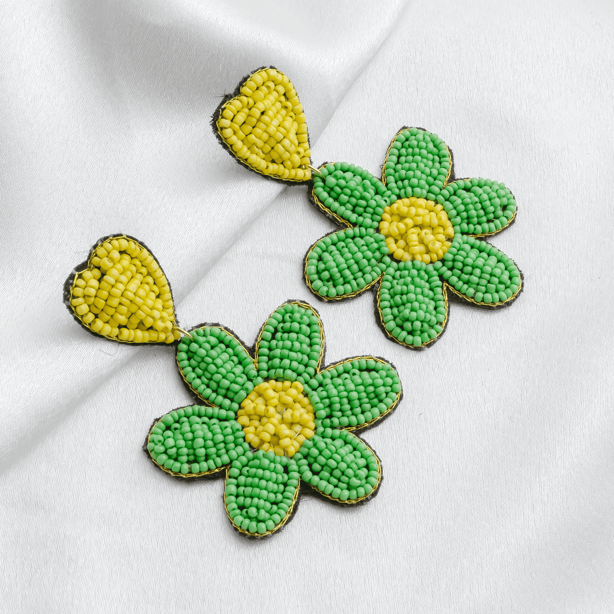 Green Floral Earrings