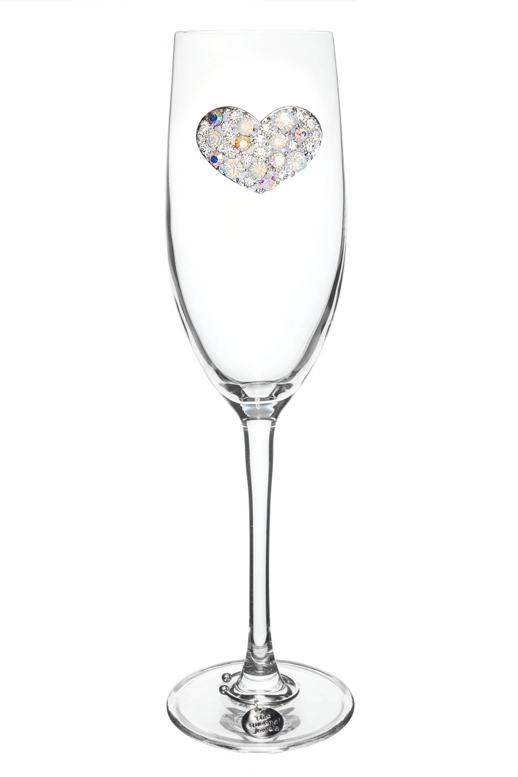 Multi Stone Heart - Jeweled Stemmed Champagne Flute
