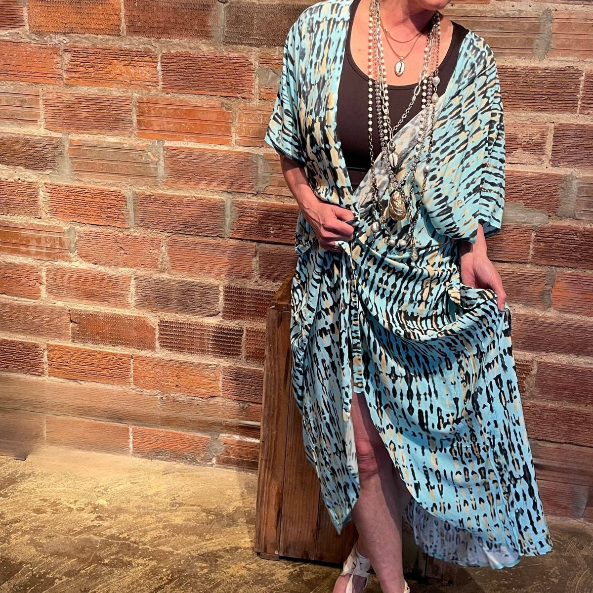 Summer Vibes Kimono Beach Cover Up - Blue Leopard