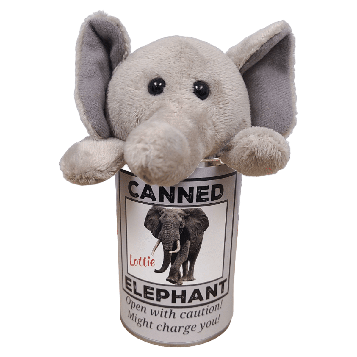 Lottie the Canned Elephant - Stuffed Animal Plush w/Jokes: Pop Top Lid
