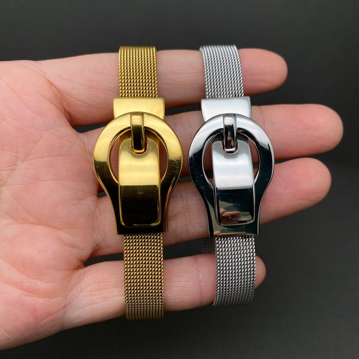 Belt Design 18K Gold Plated Stainless Steel Bracelet - FGS