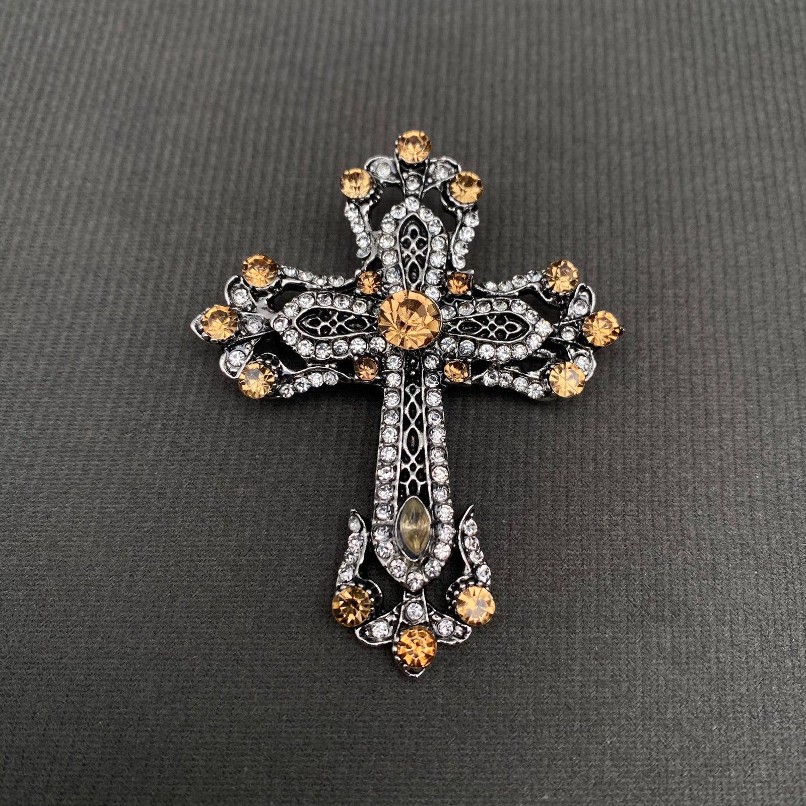 Rhinestone Cross Brooch