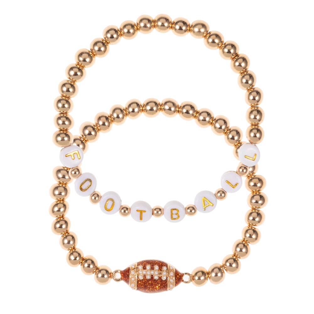 Football Beaded Stretch Multi Layered Bracelets