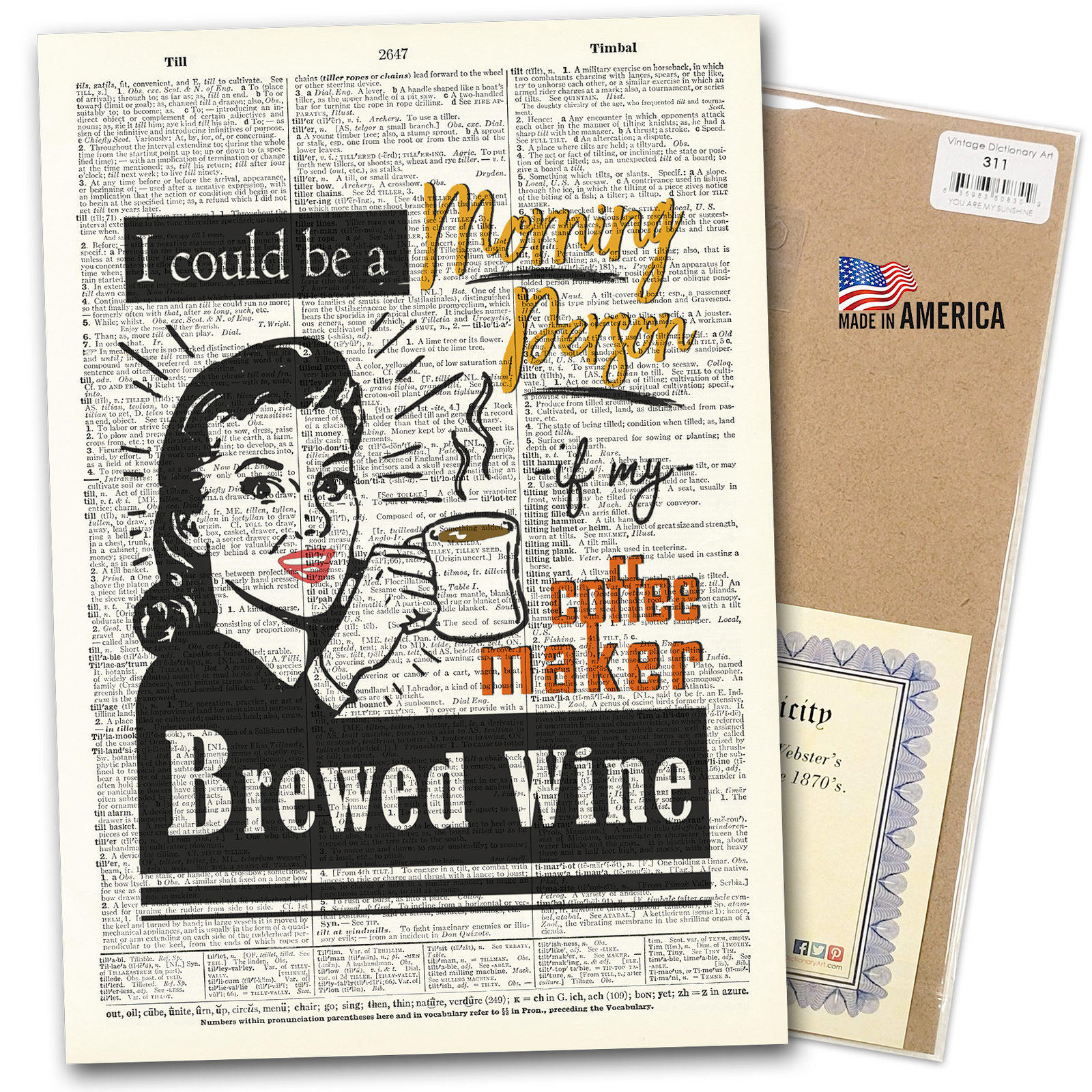 Art Print | Dictionary Page | Vintage | I Could Be Morning