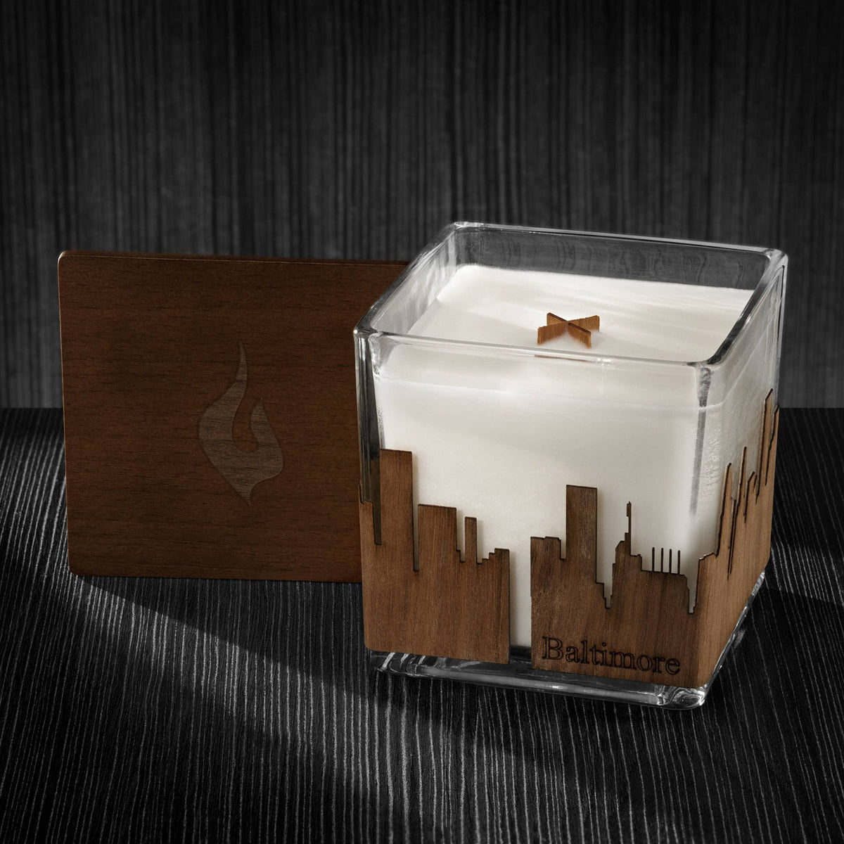 Wood Wrapped City Skyline Candle 4x4x4: Memphis Tennessee