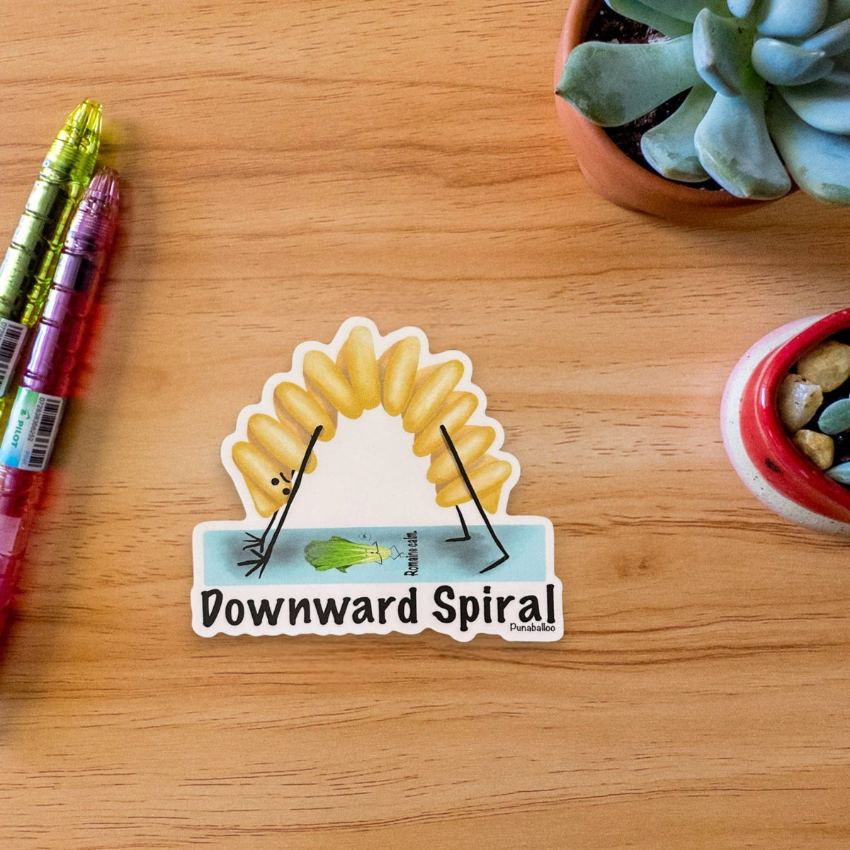 Downward Spiral 3" Vinyl Pasta Pun Sticker