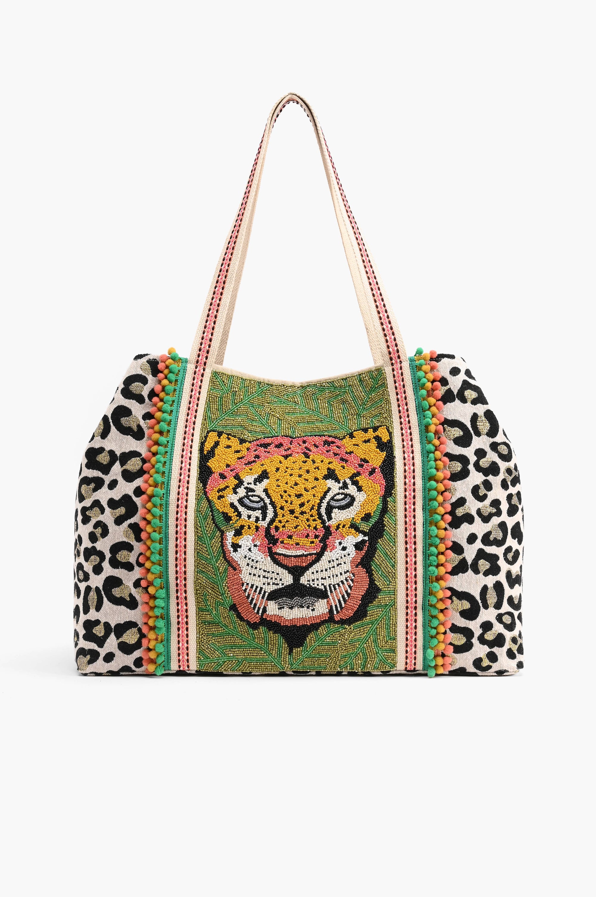 Forestry Leopard Embellished Tote