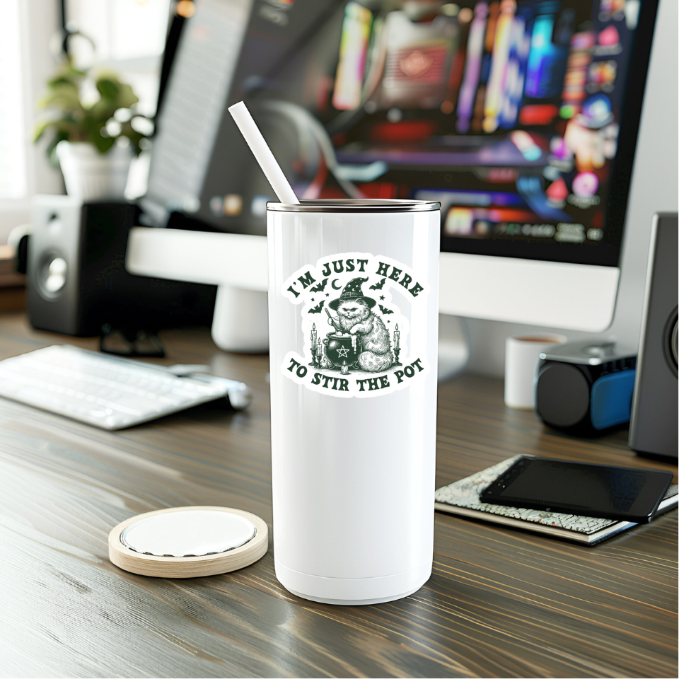 Funny Here To Stir The Pot Vinyl Sticker