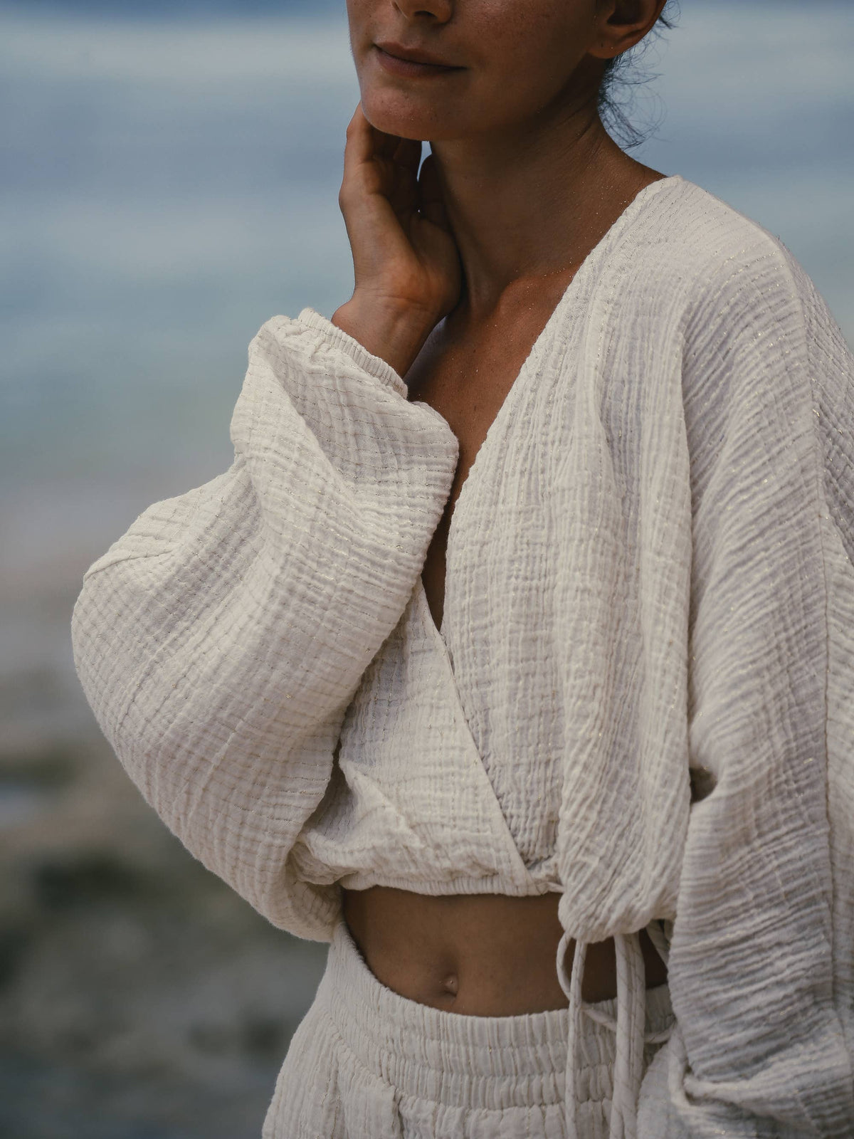 Echo Boy Short - Natural with Gold Stripes | 100% Turkish Co: Small/Medium / Natural with Gold Stripes