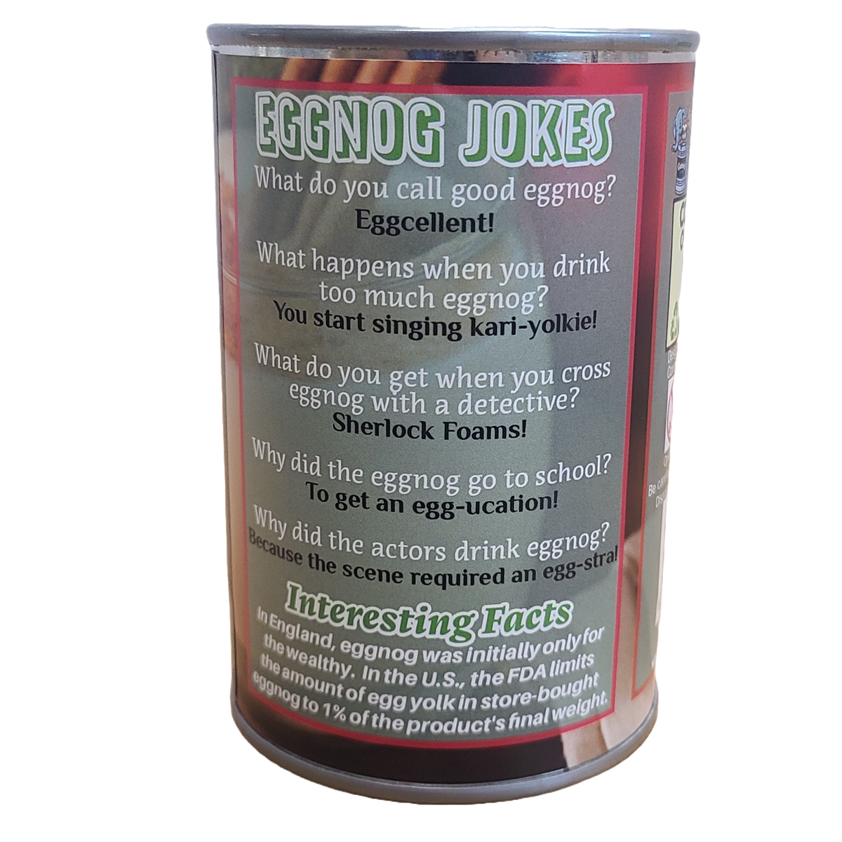 Canned Eggnog - Egg Nog Carton Plush Gift in Can: Pop Top Lid