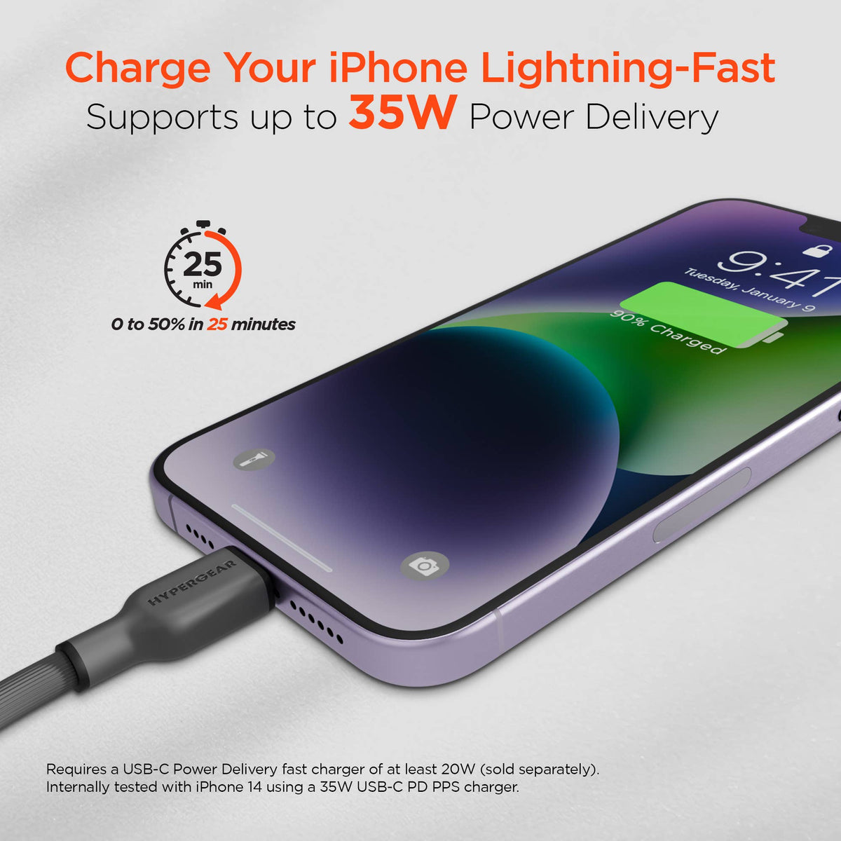 FlexiPro USB-C to Lightning Soft-Touch FastCharge Cable 10ft