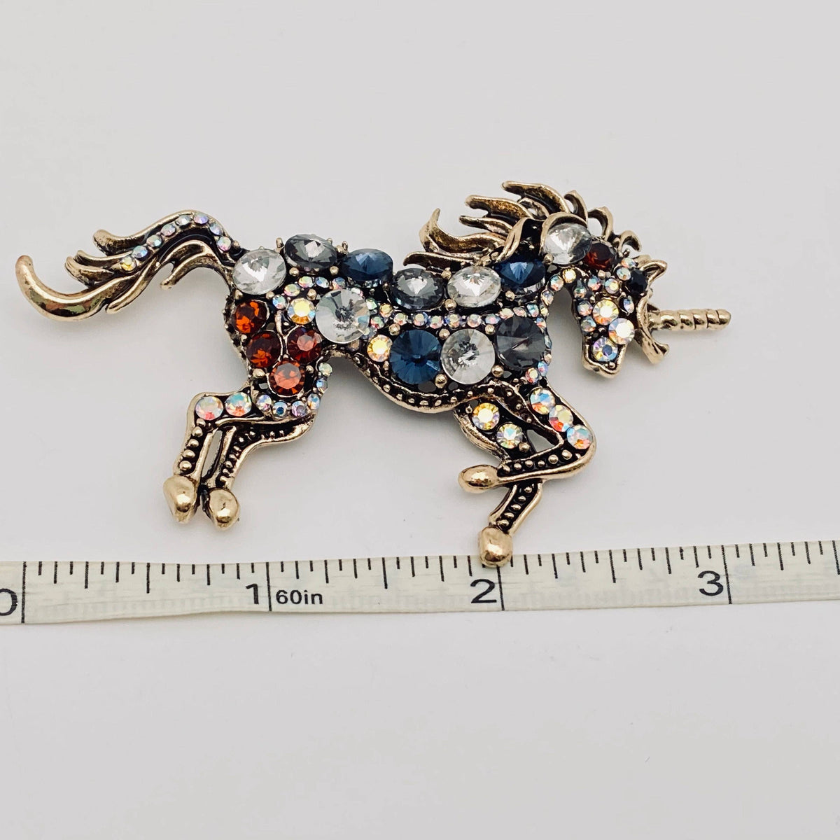 Colourful Rhinestone Galloping Horse Brooch: Horse