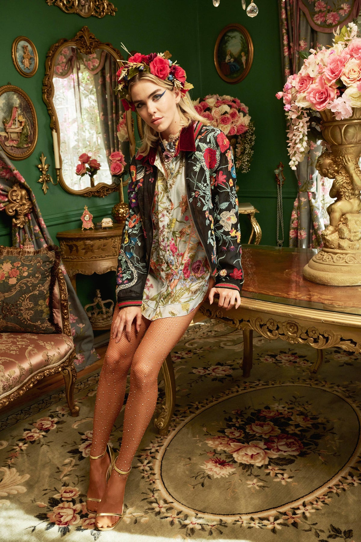 Bellezza Embroidered Jacket: Black Floral / S