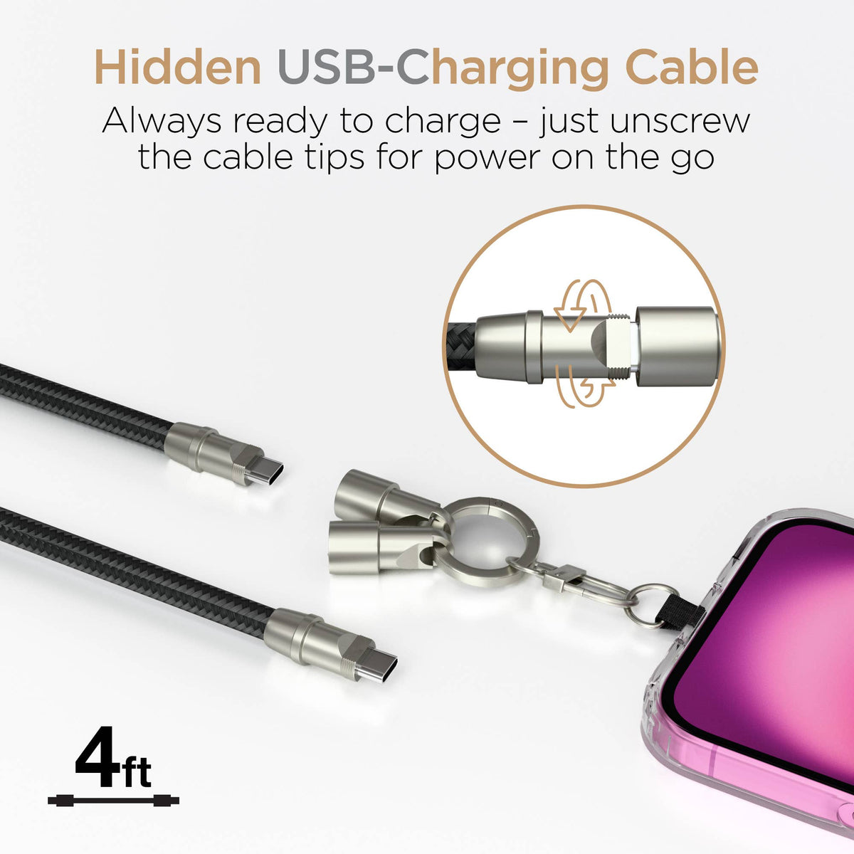 2-in-1 Universal Crossbody Phone Strap and Charging Cable
