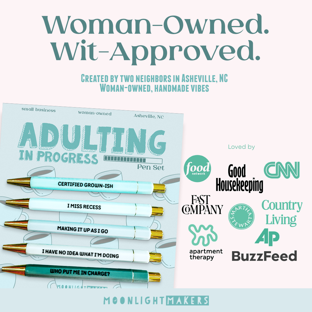 Adulting In Progress - Pen Set - Funny Gift : With Plastic Sleeves