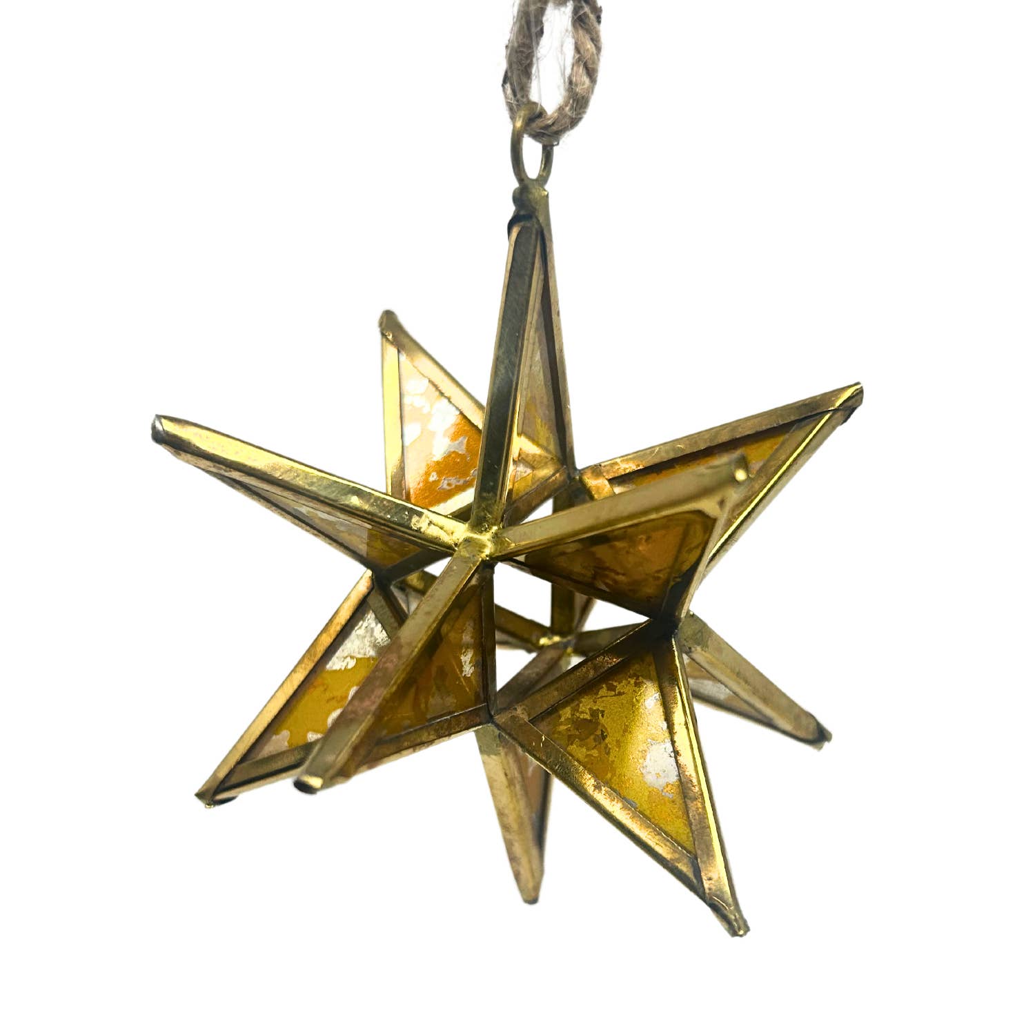 Antique Finish Glass 3D Star Ornament 4”