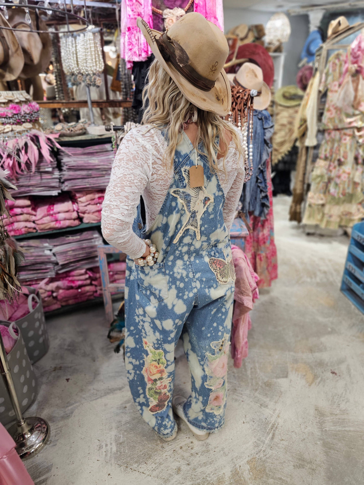 Vintage Butterfly Rose Overalls