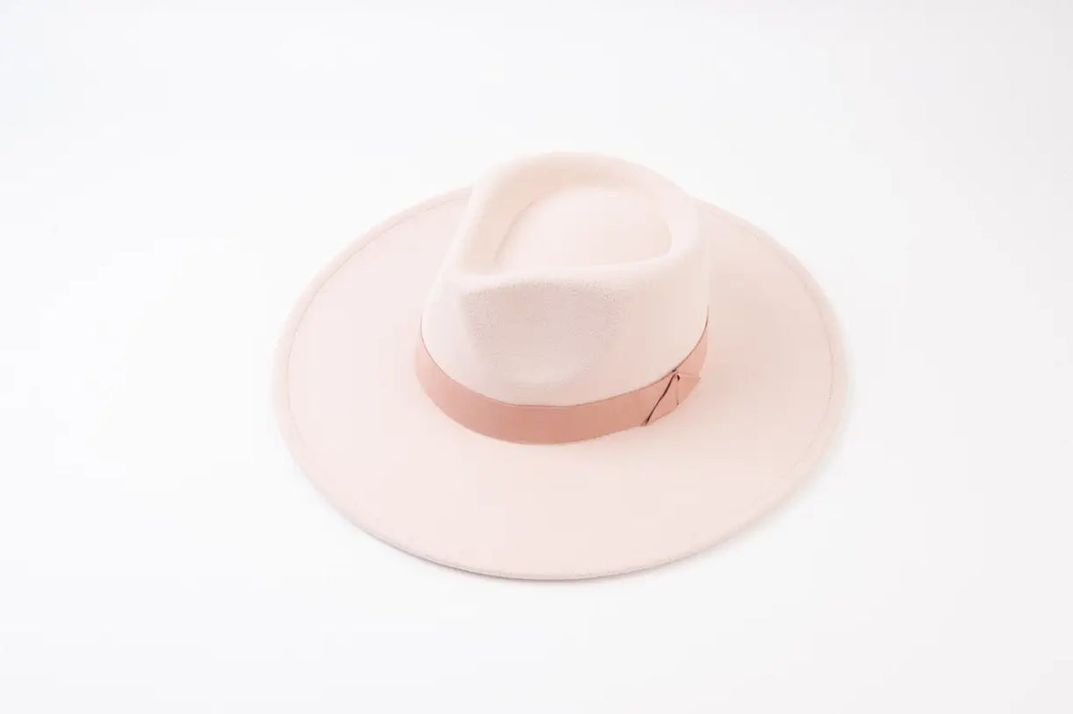 Vegan Felt Rancher hat with triangle bow trim: (3 Color Options)