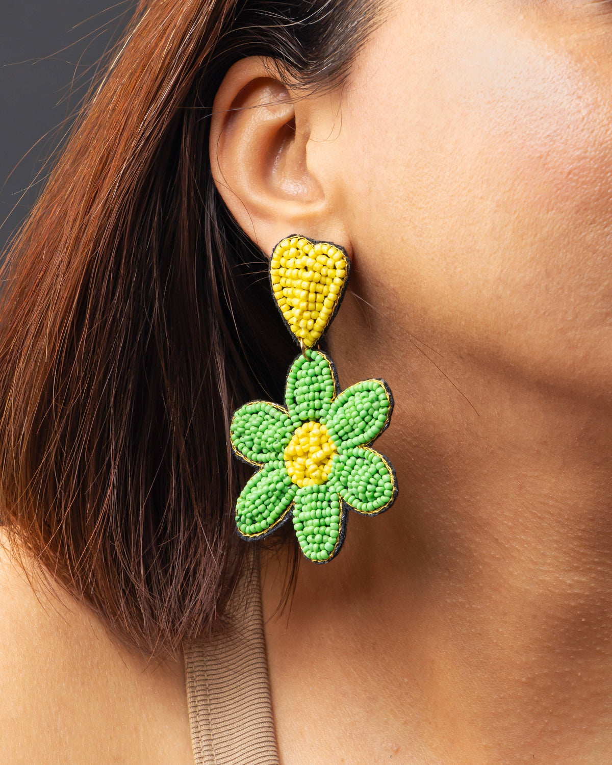 Green Floral Earrings