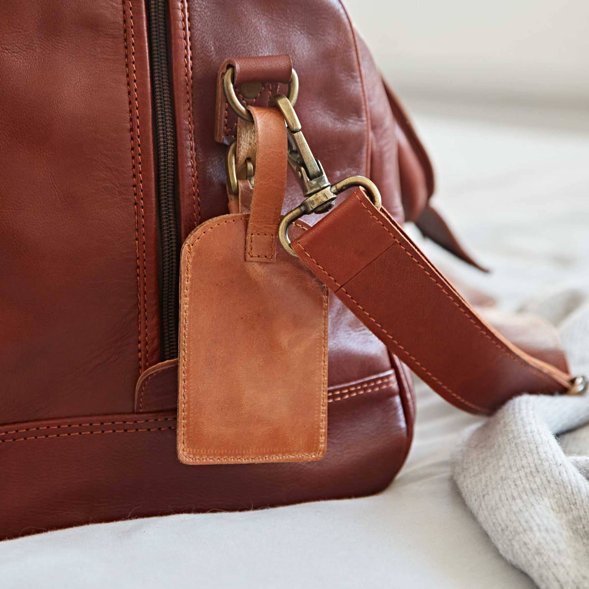 Leather Luggage Tags - Handmade: Black or Brown
