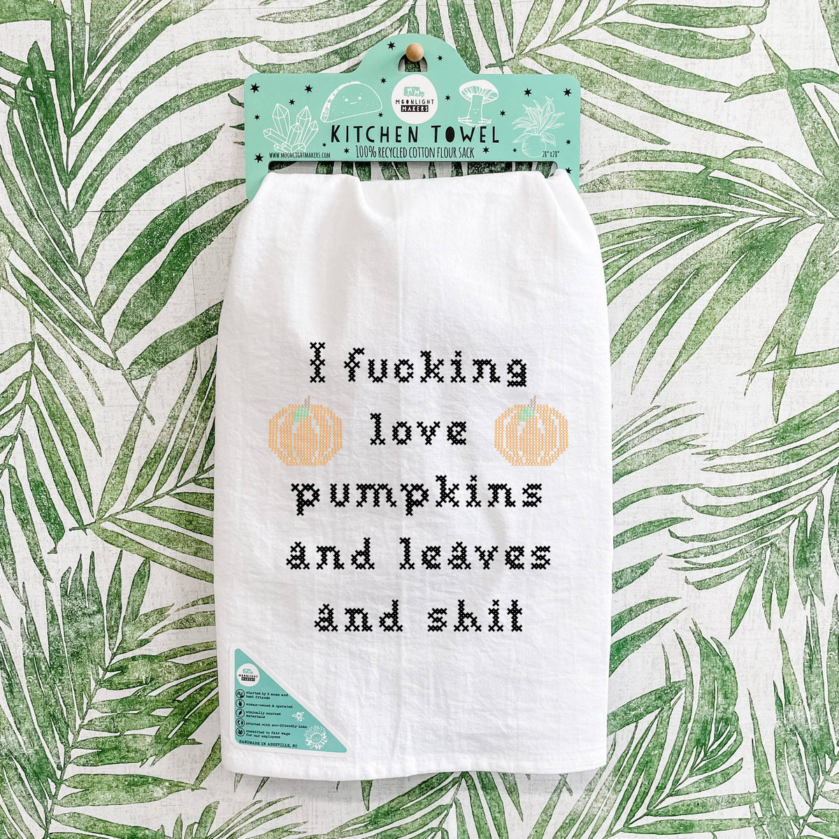 Colorful Cross Stitch Towels - I Fucking Love Pumpkins