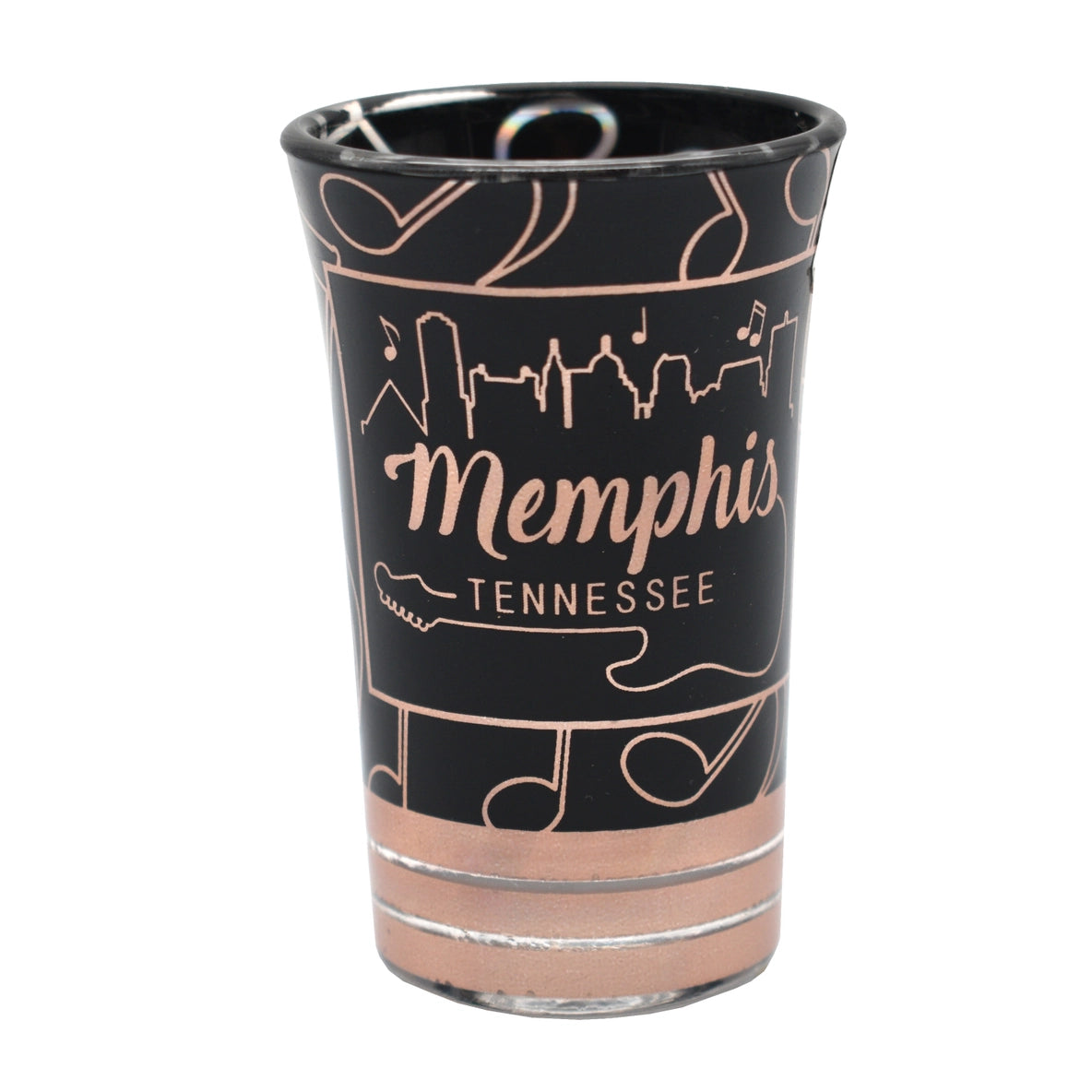 MID-SOUTH PRODUCTS - Wholesale Cocktail/Liquor Glass - Memphis Shot Glass - Rose Gold Music Notes Memphis Shot Glass - Rose Gold Music Notes