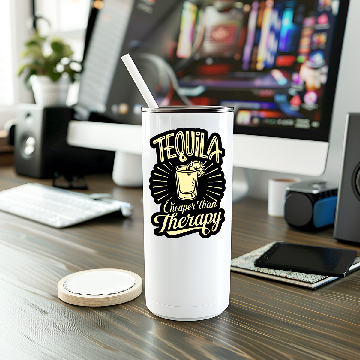 Funny Tequila Cheaper Than Therapy Vinyl Sticker