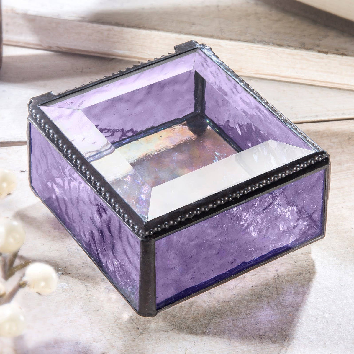 Purple Glass Keepsake Jewelry Box Gift For Her Box
