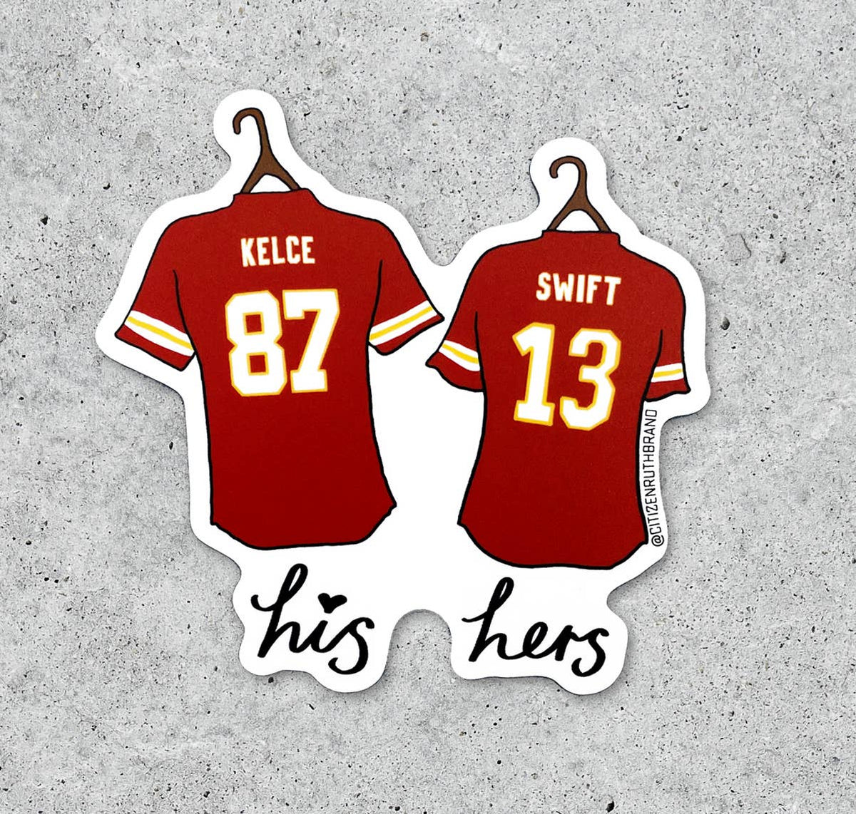 Taylor Swift and Travis Kelce Matching Jersey vinyl sticker