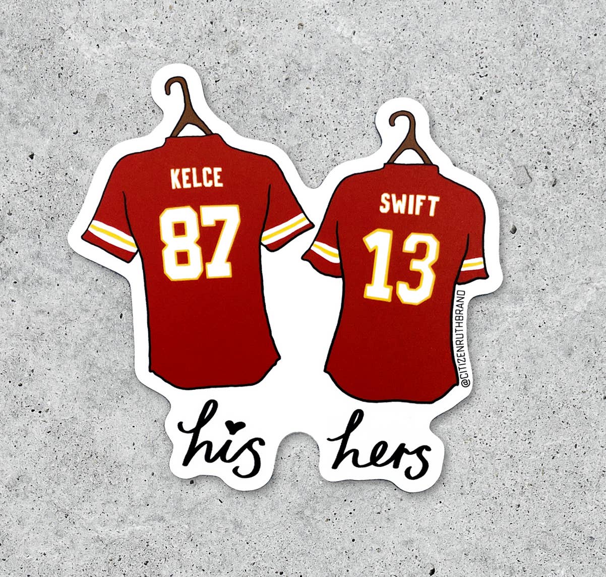 Taylor Swift and Travis Kelce Matching Jersey vinyl sticker