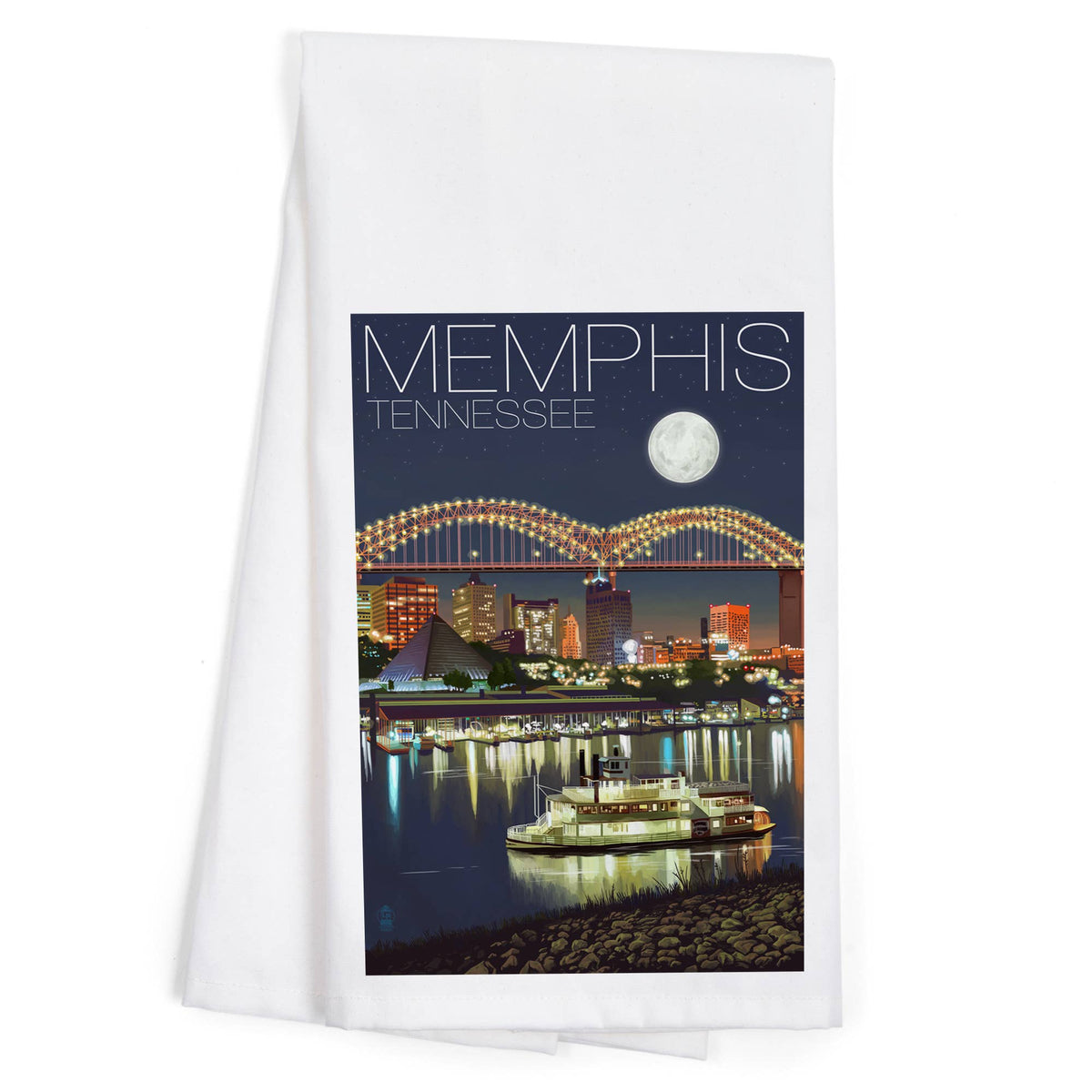ORGANIC TEA TOWEL Memphis, Tennesseee, Skyline at Night