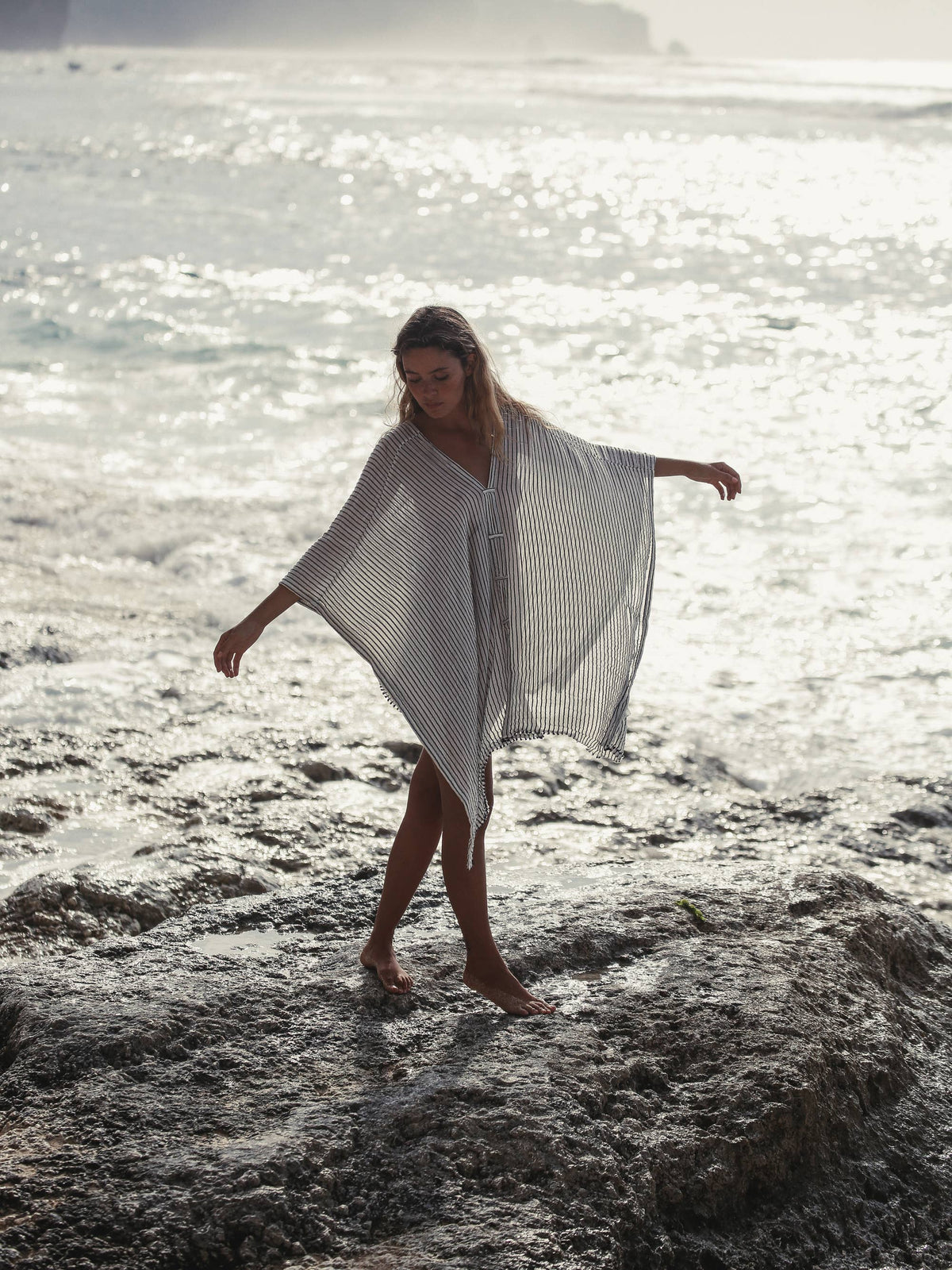 Ava Kimono - Black Stripes | 100% Turkish Cotton 100% Turkis: One Size / Black Stripes