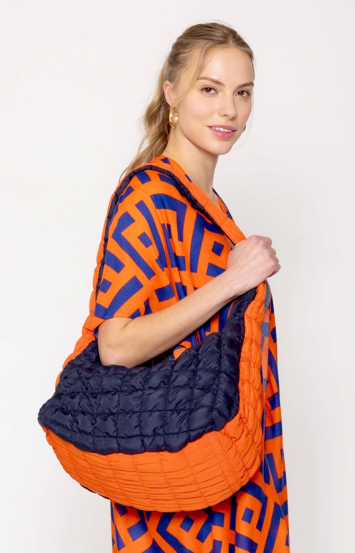 College Colors Large Quilted Puffer Women's Shoulder Bag