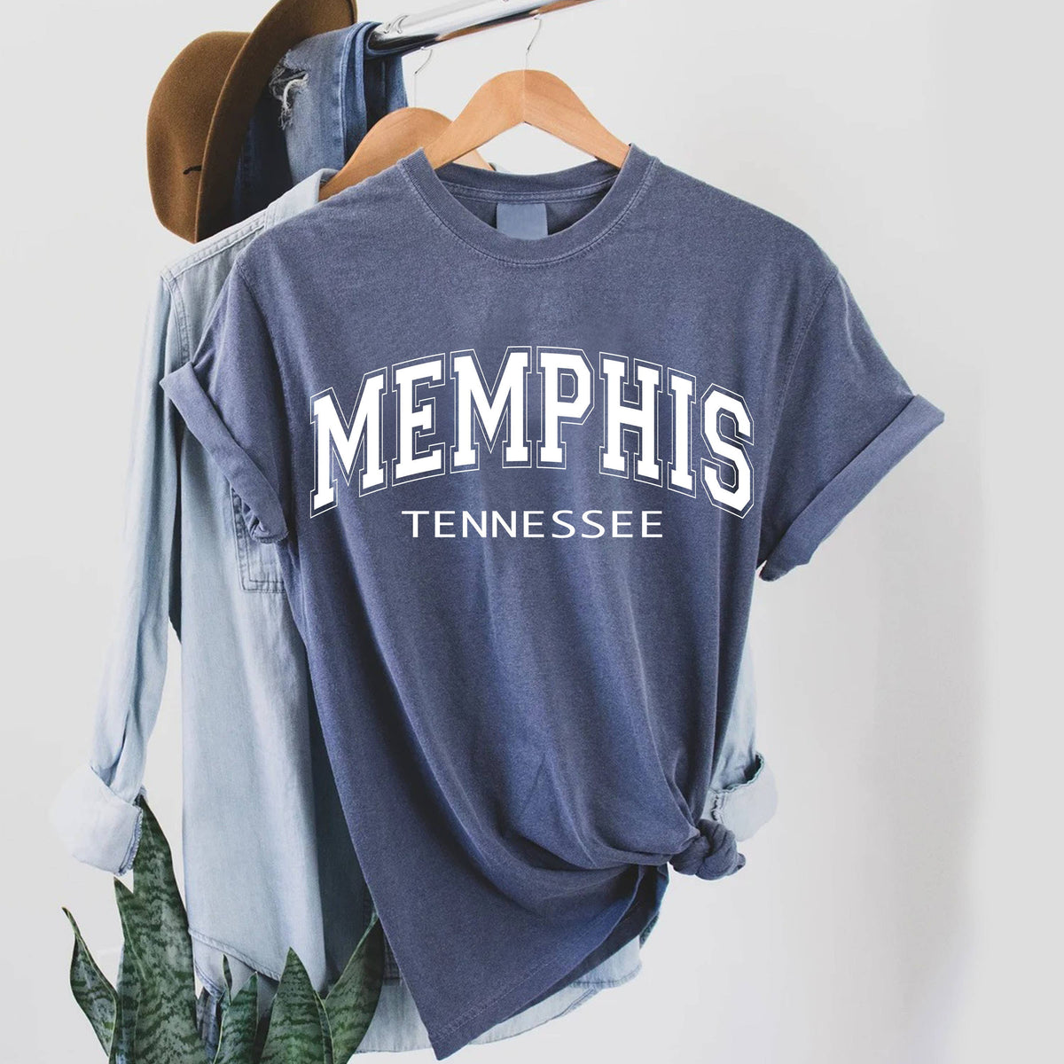 Memphis Tennessee T Shirt (3 Colors: Brick, Blue Jean, Stone Sand, Gray)