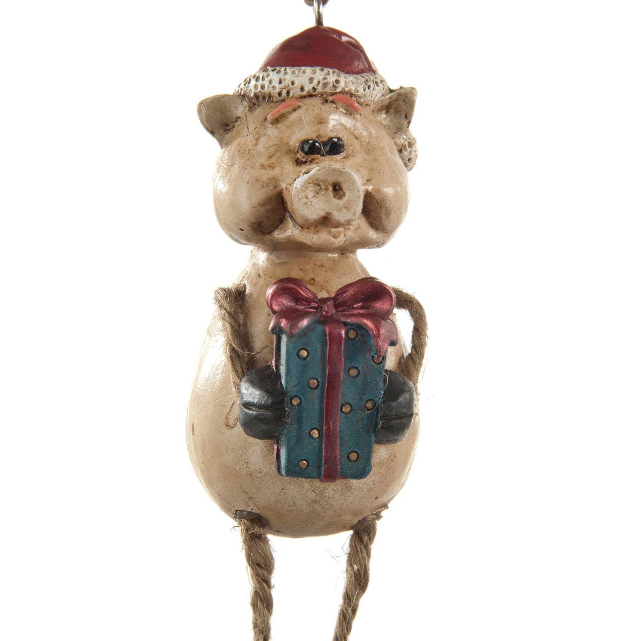 Pig Ornament with Gift Box and Hat