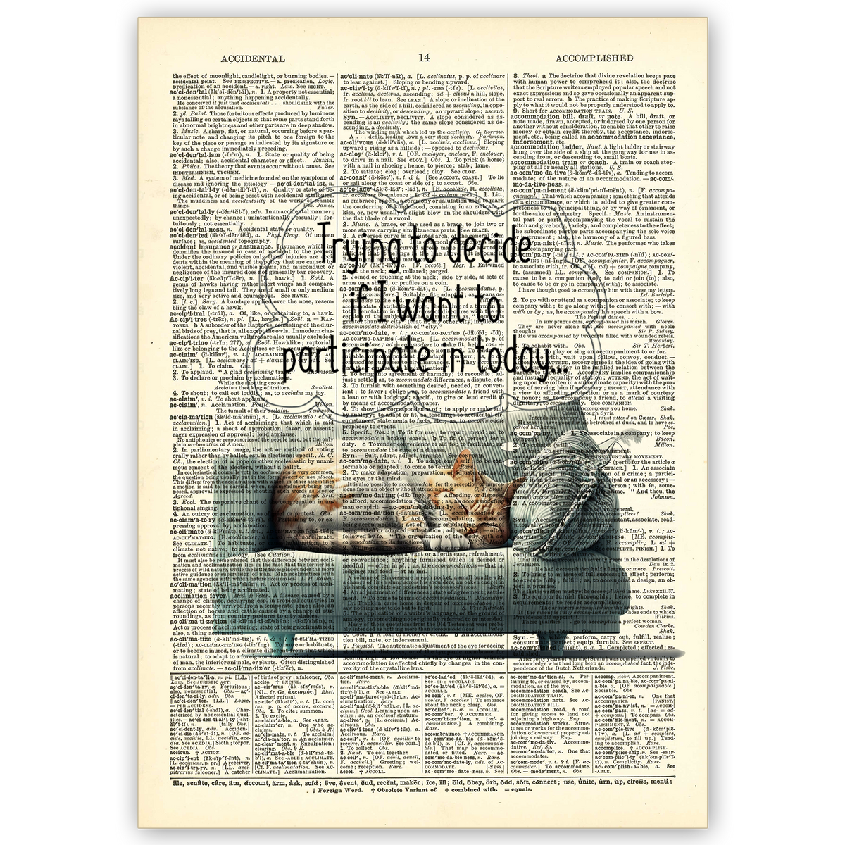 Art Print Dictionary Page | Vintage | Trying To Decide