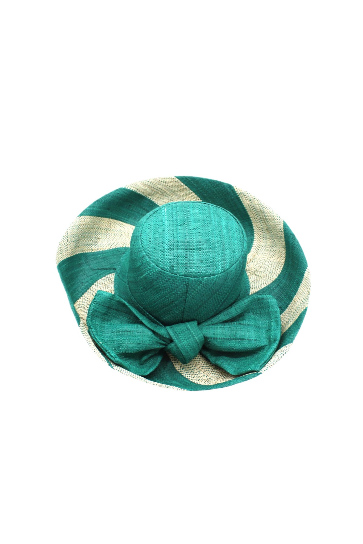 Audrey 5" Wide Brim Big Bow Stripe Straw Sun Hats