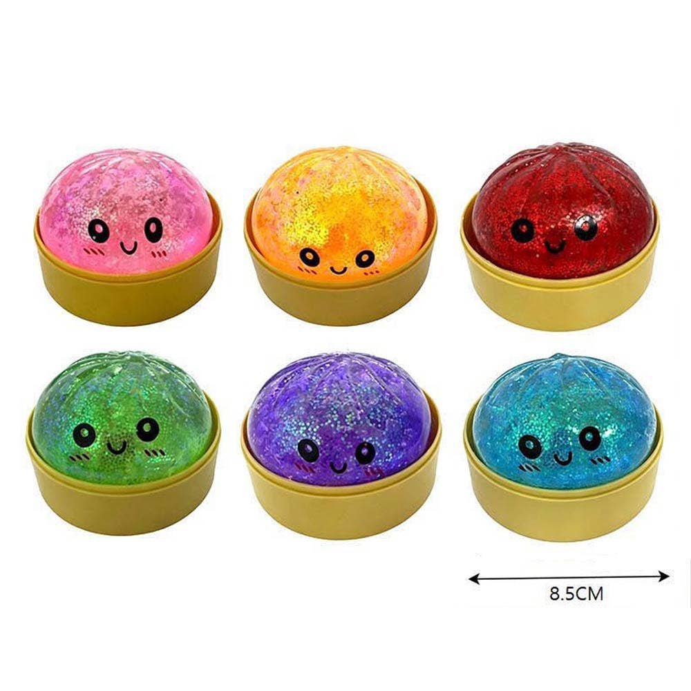 Glittered Steamed Bao Bun Dumpling Squeeze Squishy Stress Relief Toy