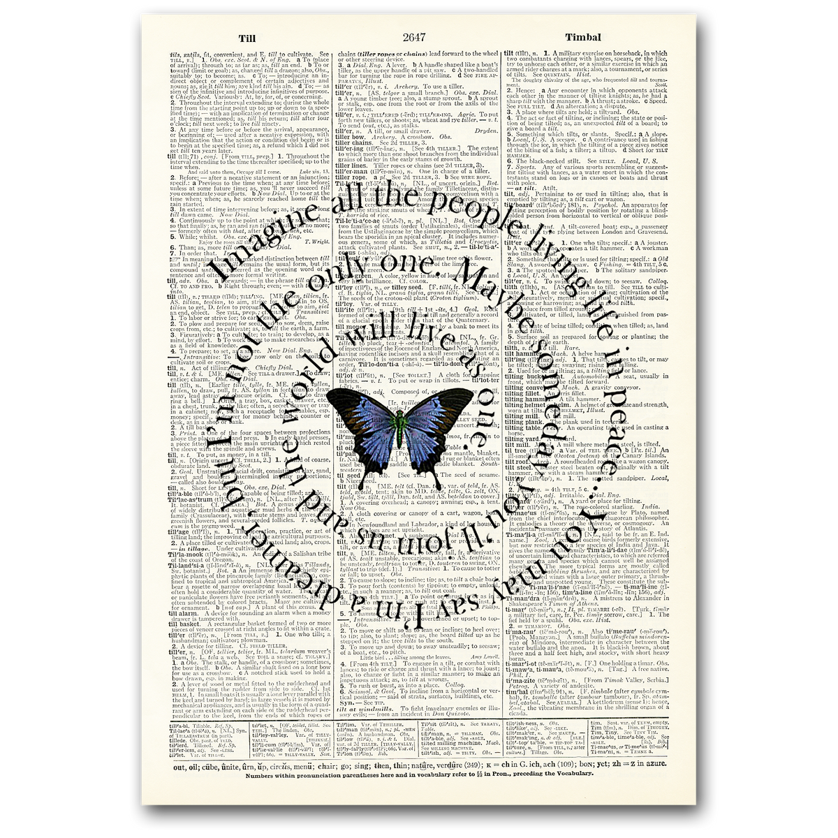 Art | Dictionary Page | Vintage | Imagine all the people