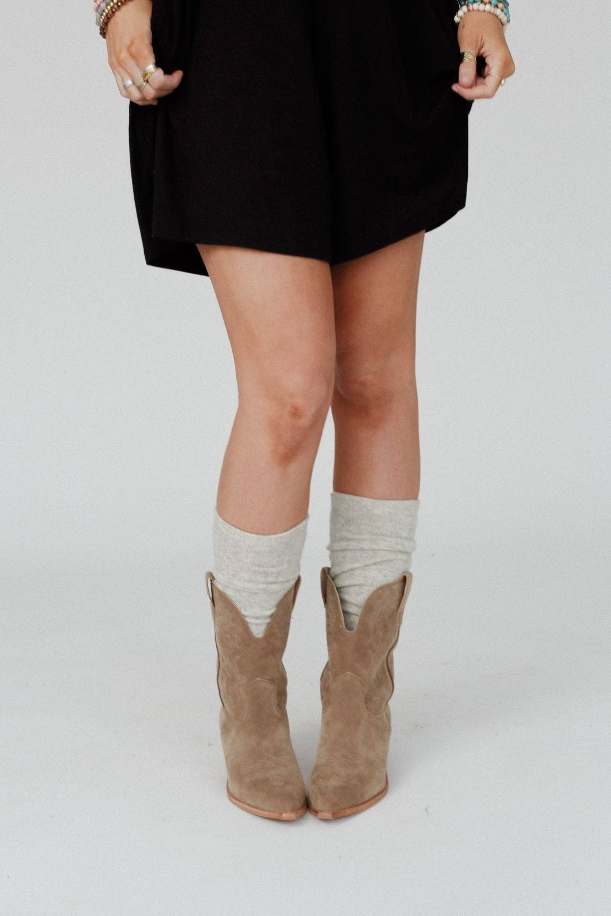 Birds Of A Feather Knee High Socks - Heather Gray: OS