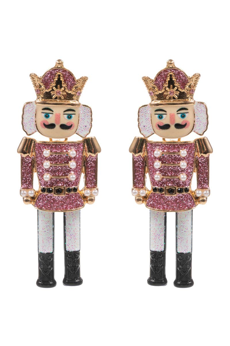 Pink Acrylic Nutcracker 2.25" Drop Earring