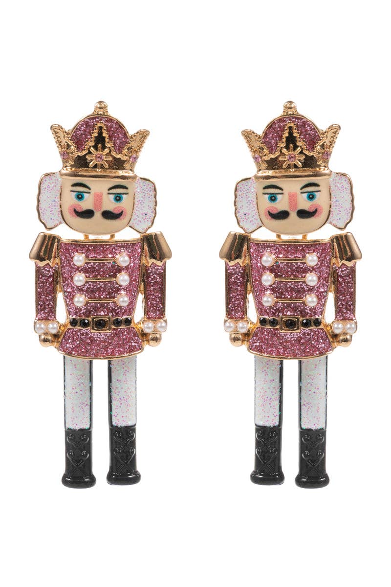 Pink Acrylic Nutcracker 2.25" Drop Earring