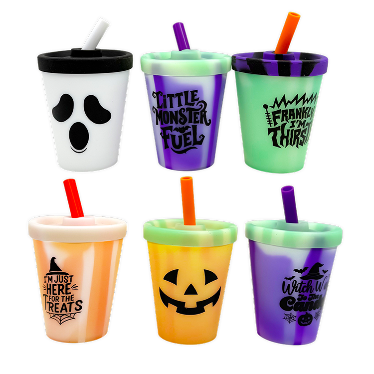 Halloween 8oz Silicone Kids Cup with Lid & Straw