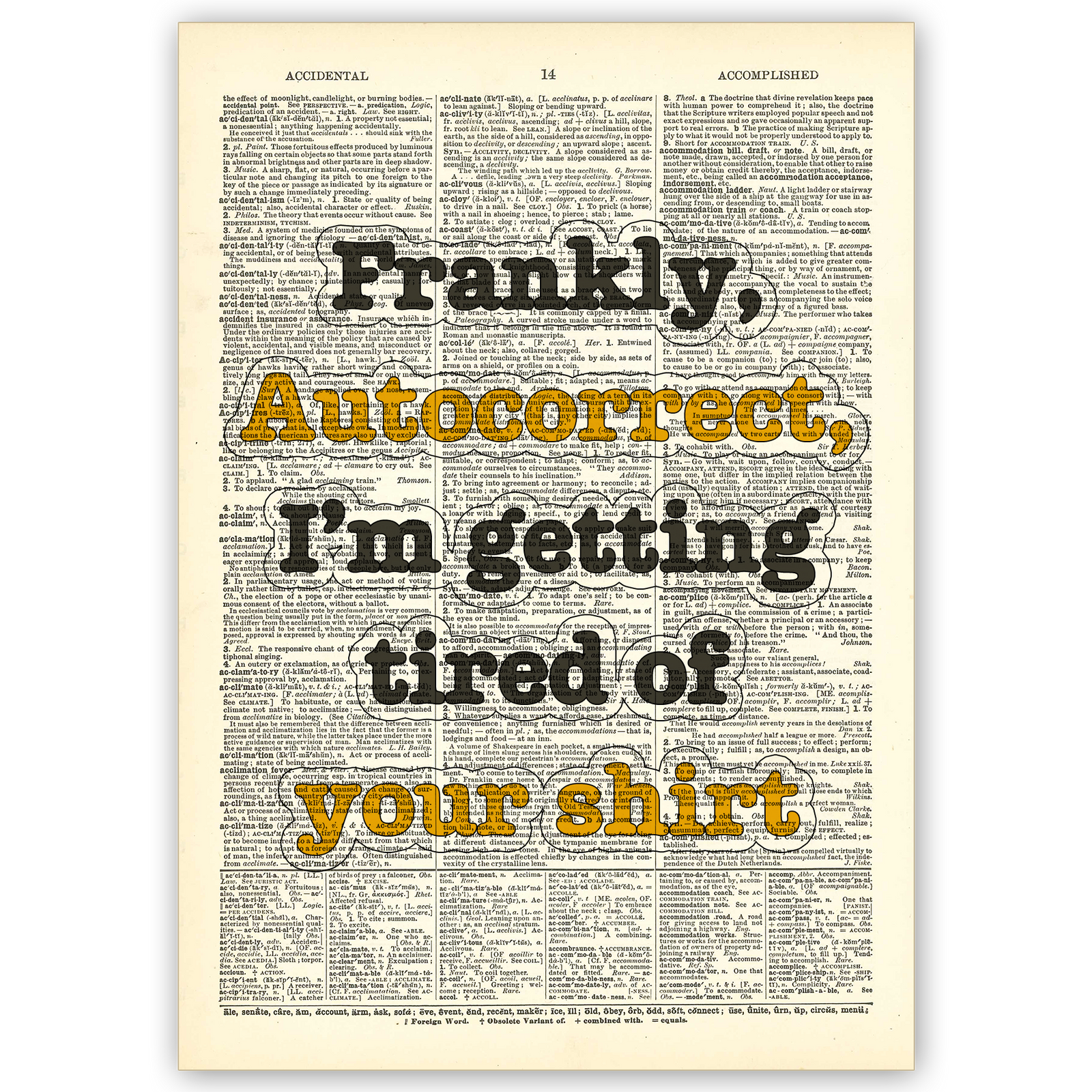 Art Print Dictionary Page | Vintage | Frankly Autocorrect