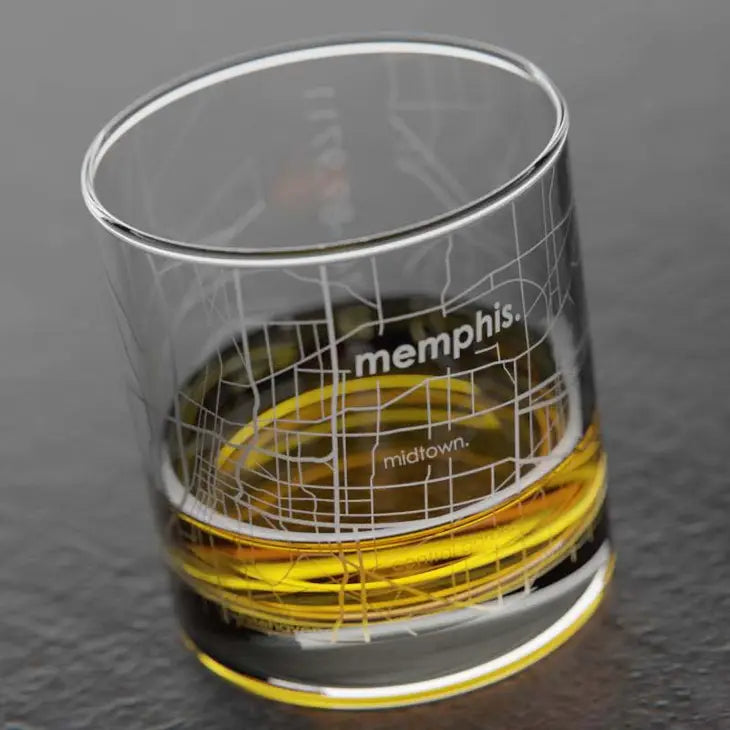 Memphis Map Rock Glass